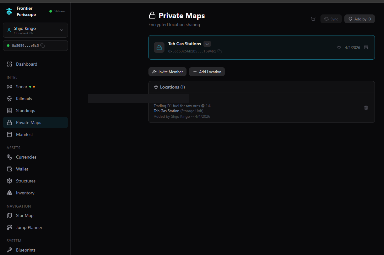 Private Maps page with encrypted location sharing